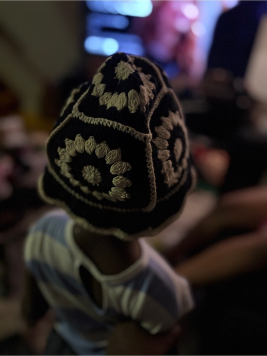 Accessories - Black and Cream Crochet Beanie Hat for Kids - Cozy Knit Cap